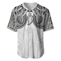Samoan Traditional Art Tattoos Baseball Jersey Tatau Tribal Motifs with Ula Nifo White LT03 White - Polynesian Pride