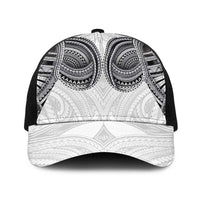 Samoan Traditional Art Tattoos Baseball Net Cap Tatau Tribal Motifs with Ula Nifo White LT03 One Size Black White - Polynesian Pride