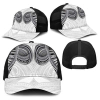Samoan Traditional Art Tattoos Baseball Net Cap Tatau Tribal Motifs with Ula Nifo White LT03 - Polynesian Pride