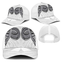 Samoan Traditional Art Tattoos Baseball Net Cap Tatau Tribal Motifs with Ula Nifo White LT03 - Polynesian Pride