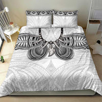 Samoan Traditional Art Tattoos Bedding Set Tatau Tribal Motifs with Ula Nifo White - Polynesian Pride