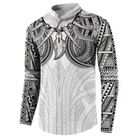 Samoan Traditional Art Tattoos Button Sweatshirt Tatau Tribal Motifs with Ula Nifo White - Polynesian Pride