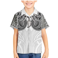 Samoan Traditional Art Tattoos Family Matching Mermaid Dress and Hawaiian Shirt Tatau Tribal Motifs with Ula Nifo White LT03 Son's Shirt White - Polynesian Pride