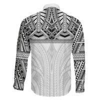 Samoan Traditional Art Tattoos Family Matching Off Shoulder Maxi Dress and Hawaiian Shirt Tatau Tribal Motifs with Ula Nifo White LT03 - Polynesian Pride
