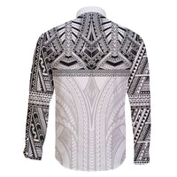 Samoan Traditional Art Tattoos Family Matching Off Shoulder Short Dress and Hawaiian Shirt Tatau Tribal Motifs with Ula Nifo White LT03 - Polynesian Pride