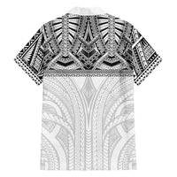 Samoan Traditional Art Tattoos Family Matching Puletasi and Hawaiian Shirt Tatau Tribal Motifs with Ula Nifo White LT03 - Polynesian Pride