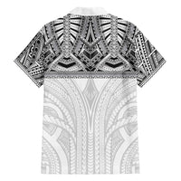 Samoan Traditional Art Tattoos Family Matching Short Sleeve Bodycon Dress and Hawaiian Shirt Tatau Tribal Motifs with Ula Nifo White LT03 - Polynesian Pride