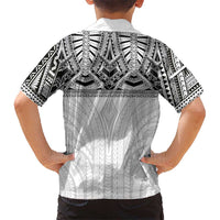 Samoan Traditional Art Tattoos Family Matching Summer Maxi Dress and Hawaiian Shirt Tatau Tribal Motifs with Ula Nifo White LT03 - Polynesian Pride
