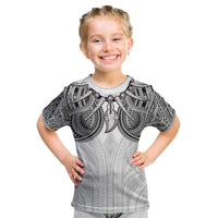 Samoan Traditional Art Tattoos Kid T Shirt Tatau Tribal Motifs with Ula Nifo White - Polynesian Pride