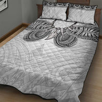 Samoan Traditional Art Tattoos Quilt Bed Set Tatau Tribal Motifs with Ula Nifo White LT03 - Polynesian Pride