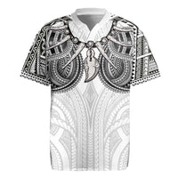 Samoan Traditional Art Tattoos Rugby Jersey Tatau Tribal Motifs with Ula Nifo White - Polynesian Pride