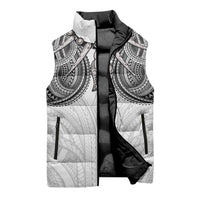Samoan Traditional Art Tattoos Sleeveless Puffer Jacket Tatau Tribal Motifs with Ula Nifo White LT03 - Polynesian Pride