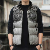 Samoan Traditional Art Tattoos Sleeveless Puffer Jacket Tatau Tribal Motifs with Ula Nifo White LT03 - Polynesian Pride
