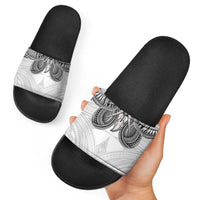 Samoan Traditional Art Tattoos Slide Sandals Tatau Tribal Motifs with Ula Nifo White LT03 - Polynesian Pride