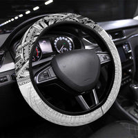 Samoan Traditional Art Tattoos Steering Wheel Cover Tatau Tribal Motifs with Ula Nifo White - Polynesian Pride