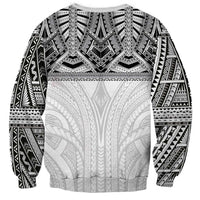 Samoan Traditional Art Tattoos Sweatshirt Tatau Tribal Motifs with Ula Nifo White - Polynesian Pride