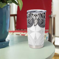 Samoan Traditional Art Tattoos Tumbler Cup Tatau Tribal Motifs with Ula Nifo White - Polynesian Pride
