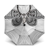 Samoan Traditional Art Tattoos Umbrella Tatau Tribal Motifs with Ula Nifo White LT03 One Size Folded 11.42 inch Opened Diameter 37.4 inch White - Polynesian Pride