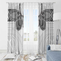 Samoan Traditional Art Tattoos Window Curtain Tatau Tribal Motifs with Ula Nifo White LT03 - Polynesian Pride