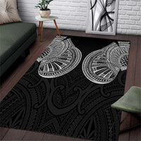 Samoan Traditional Art Tattoos Area Rug Tatau Roman Reigns Black Color - Polynesian Pride