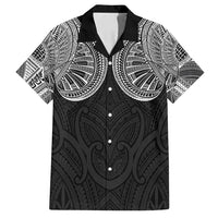 Samoan Traditional Art Tattoos Family Matching Off Shoulder Maxi Dress and Hawaiian Shirt Tatau Roman Reigns Black Color LT03 Dad's Shirt - Short Sleeve Black - Polynesian Pride