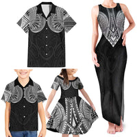 Samoan Traditional Art Tattoos Family Matching Tank Maxi Dress and Hawaiian Shirt Tatau Roman Reigns Black Color LT03 - Polynesian Pride