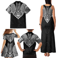 Samoan Traditional Art Tattoos Family Matching Tank Maxi Dress and Hawaiian Shirt Tatau Roman Reigns Black Color LT03 - Polynesian Pride