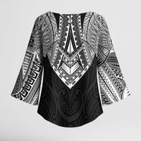 Samoan Traditional Art Tattoos Kimono Sleeve Blouse Tatau Roman Reigns Black Color - Polynesian Pride