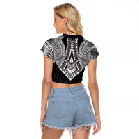 Samoan Traditional Art Tattoos Raglan Cropped T Shirt Tatau Roman Reigns Black Color LT03 - Polynesian Pride
