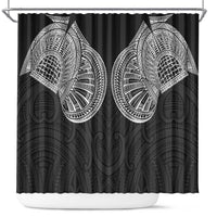Samoan Traditional Art Tattoos Shower Curtain Tatau Roman Reigns Black Color - Polynesian Pride