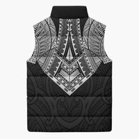 Samoan Traditional Art Tattoos Sleeveless Puffer Jacket Tatau Roman Reigns Black Color - Polynesian Pride
