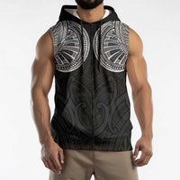 Samoan Traditional Art Tattoos Sleeveless Zip Hoodie Tatau Roman Reigns Black Color - Polynesian Pride
