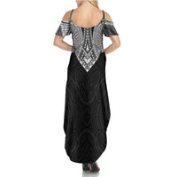 Samoan Traditional Art Tattoos Summer Maxi Dress Tatau Roman Reigns Black Color LT03 - Polynesian Pride