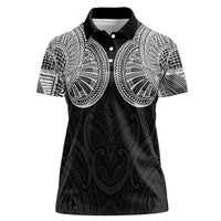 Samoan Traditional Art Tattoos Women Polo Shirt Tatau Roman Reigns Black Color LT03 Female Black - Polynesian Pride