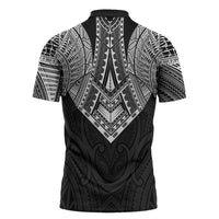 Samoan Traditional Art Tattoos Zipper Polo Shirt Tatau Roman Reigns Black Color - Polynesian Pride