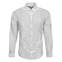 Samoan Traditional Art Tattoos Family Matching Long Sleeve Bodycon Dress and Hawaiian Shirt Tatau Roman Reigns White Color LT03 Dad's Shirt - Long Sleeve White - Polynesian Pride
