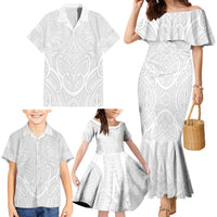 Samoan Traditional Art Tattoos Family Matching Mermaid Dress and Hawaiian Shirt Tatau Roman Reigns White Color LT03 - Polynesian Pride