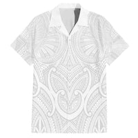 Samoan Traditional Art Tattoos Family Matching Off Shoulder Maxi Dress and Hawaiian Shirt Tatau Roman Reigns White Color LT03 Dad's Shirt - Short Sleeve White - Polynesian Pride