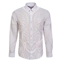 Samoan Traditional Art Tattoos Family Matching Puletasi and Hawaiian Shirt Tatau Roman Reigns White Color LT03 Dad's Shirt - Long Sleeve White - Polynesian Pride