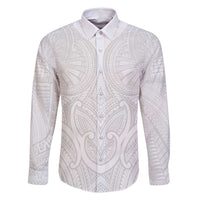 Samoan Traditional Art Tattoos Family Matching Summer Maxi Dress and Hawaiian Shirt Tatau Roman Reigns White Color LT03 Dad's Shirt - Long Sleeve White - Polynesian Pride