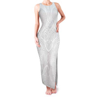 Samoan Traditional Art Tattoos Family Matching Tank Maxi Dress and Hawaiian Shirt Tatau Roman Reigns White Color LT03 Mom's Dress White - Polynesian Pride