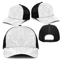 Samoan Traditional Art Tattoos Mesh Trucker Cap Tatau Roman Reigns White Color - Polynesian Pride