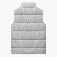 Samoan Traditional Art Tattoos Sleeveless Puffer Jacket Tatau Roman Reigns White Color - Polynesian Pride