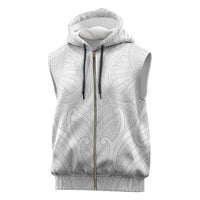 Samoan Traditional Art Tattoos Sleeveless Zip Hoodie Tatau Roman Reigns White Color - Polynesian Pride