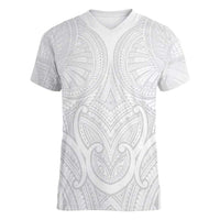 Samoan Traditional Art Tattoos Women V-Neck T-Shirt Tatau Roman Reigns White Color LT03 Female White - Polynesian Pride