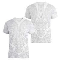 Samoan Traditional Art Tattoos Women V-Neck T-Shirt Tatau Roman Reigns White Color LT03 - Polynesian Pride