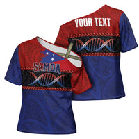 Personalised Samoan DNA-Proud of Samoa Cross Shoulder Shirt Polynesian Patterns - Polynesian Pride