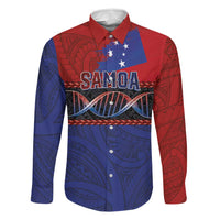Personalised Samoan DNA-Proud of Samoa Family Matching Off The Shoulder Long Sleeve Dress and Hawaiian Shirt Polynesian Patterns - Polynesian Pride