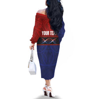 Personalised Samoan DNA-Proud of Samoa Family Matching Off The Shoulder Long Sleeve Dress and Hawaiian Shirt Polynesian Patterns - Polynesian Pride