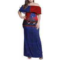 Personalised Samoan DNA-Proud of Samoa Family Matching Off Shoulder Maxi Dress and Hawaiian Shirt Polynesian Patterns LT03 Mom's Dress Multicolor - Polynesian Pride